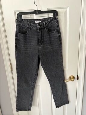 PacSun Women's High-Rise Washed Black Cropped Jeans-Mom Jeans